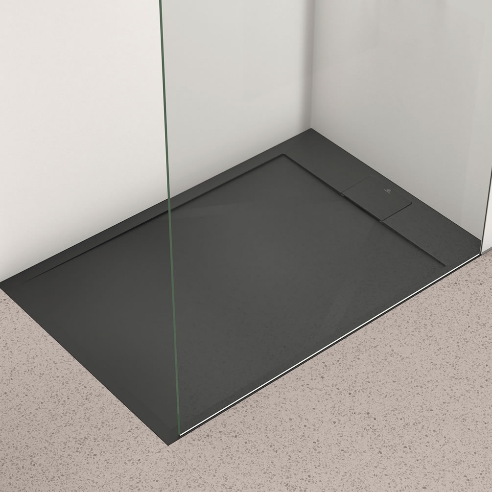 Lifestyle image of Ideal Standard i.life Ultra Flat S Jet Black 1200 x 800mm Stone Resin Shower Tray